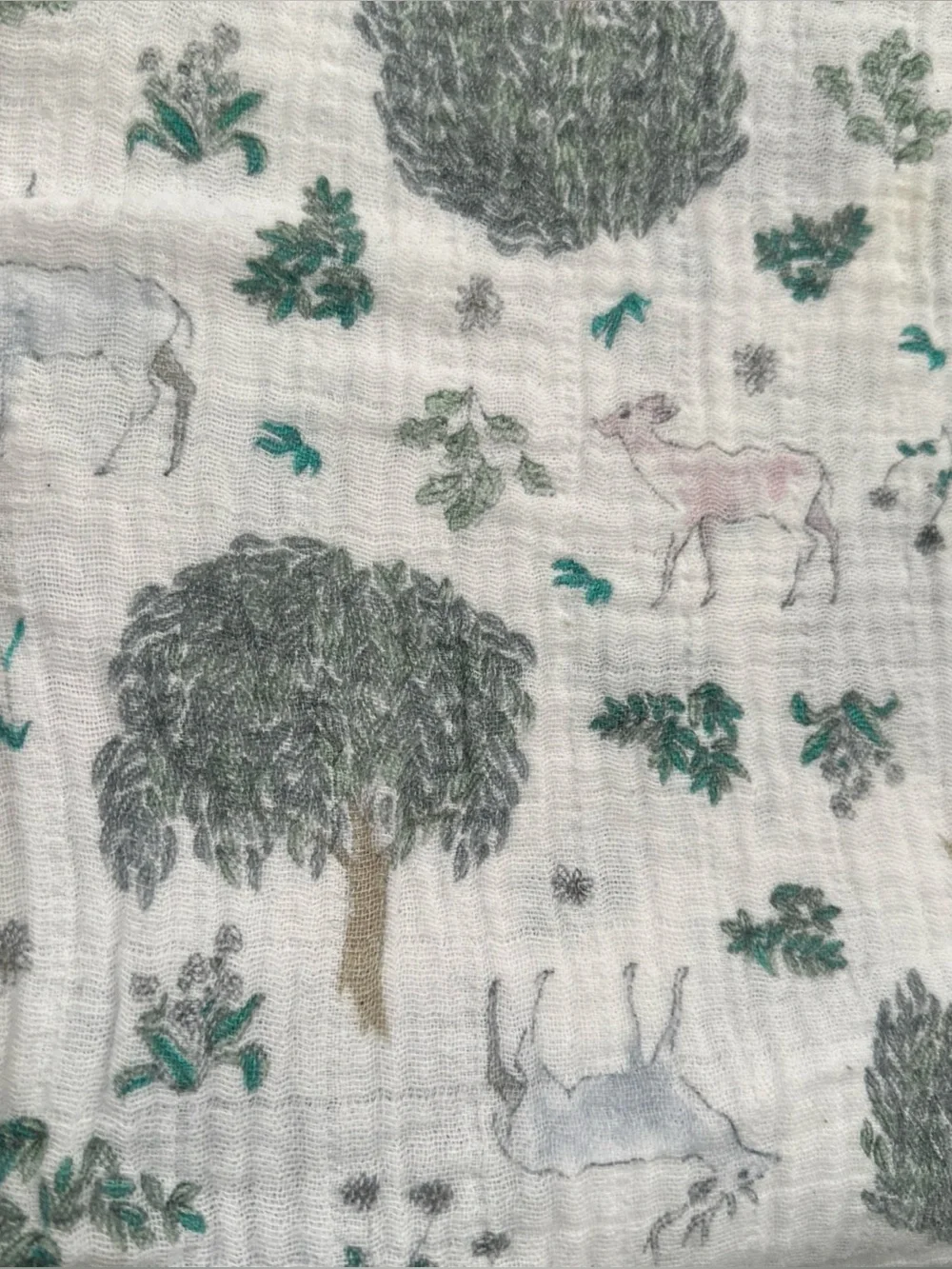 3 Aden & Anais Muslin Girl Swaddle Blankets Woodland Bunny Deer Flowers 44x40